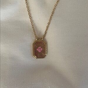 Gold and Pink Pendant Necklace